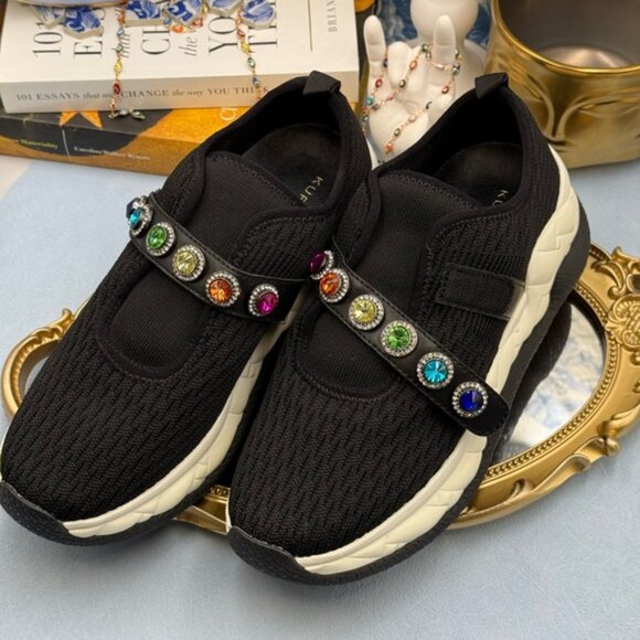 🆕 KURT GEIGER LONDON 🧿 NWOB London Knit Jewel Sneakers, Black Sz EU40 US 9 - Picture 15 of 15